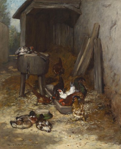 Chickens in the Stall by Philibert Leon Couturier